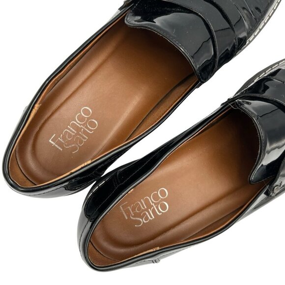Franco Sarto Cassandra Women 12M Black Patent Leather Loafer Platform Slip On - Picture 7 of 10